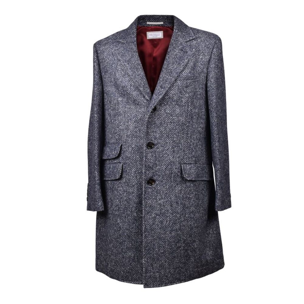 Brunello Cucinelli Herringbone-Pattern Midi Coat